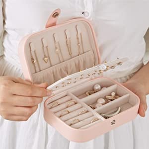 Jewelry PU Leather Storage Box Organizer Display Storage Case Woman Double Layer Jewelry Box for