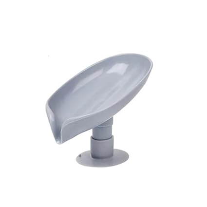 Leaf-Shape Self Draining Soap Dish Holder, Easy Clean Soap Dish for Shower with Suction Cup Creative soap Box, for Bathroom, Kitchen, Bathtub, Wash basins