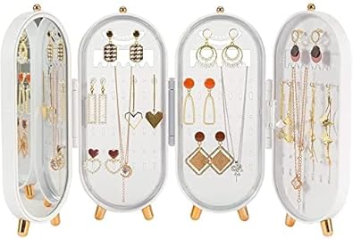 Fordable Jewelry Box With Mirror | Earring And Necklace Display Stand | Jewelry