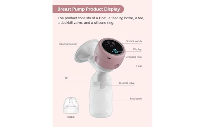 Adore Electric Breast Pump for Moms Rechargeable Breastfeeding Pump with 2-Phase Suction, Soft Silicone Cushion, BPA-Free & Portable Design.