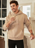 Men's Casual Fleece Hoodie Sweatshirt Solid Hooded Collar Drawstring Long Sleeve Pullover