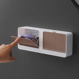 STREET Creative Wall Soap Box with Lid Double Mesh Standing Soap Dryer Holder Flip Wall Mounted Double Soap Holder with Drain Tray Bathroom