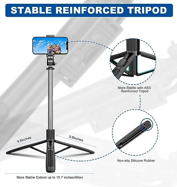Selfie Stick Tripod with Remote 62inch Extendable mobile selfie stick with tripod stand for Camera Portable Tripod for iPhone and Android Phone...