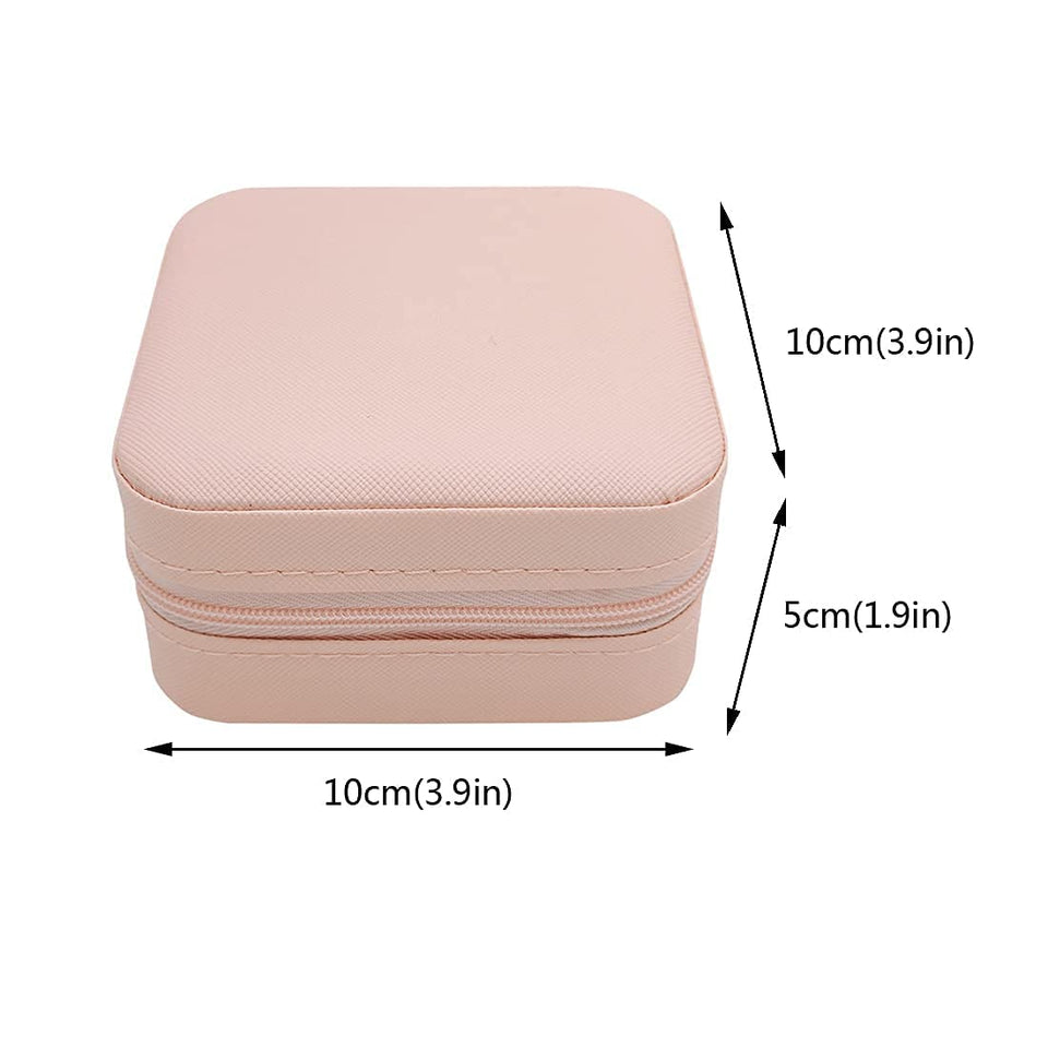 Organiser PU Leather Zipper Portable Storage Box Case with Dividers Mini Jewelry Organizer Box for Women Travel Ring,