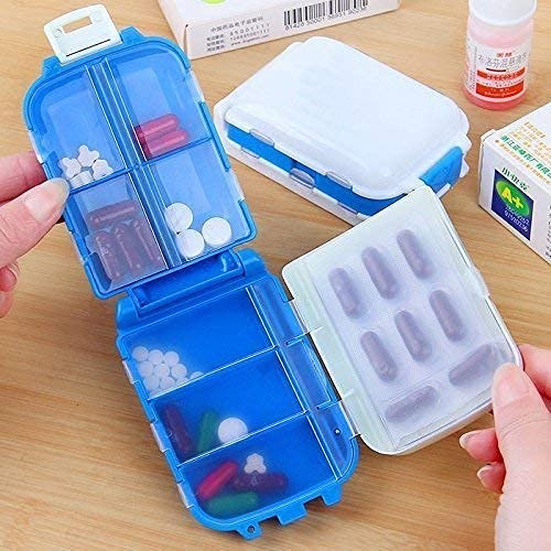 Plastic Pill Medicine Organizer Box, PAQCK OF 2 Medicine Reminder & Storage Box For 8 Days, Pack Of 1, Multicolour