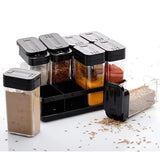 Masala Box 8 Pcs Set, Airtight Jar Spice Box, Spice Container with Tray, Square Spice Jar, Food-Grade Plastic, Multipurpose Seasonings Set, Idle for... Size:8 Pcs Set