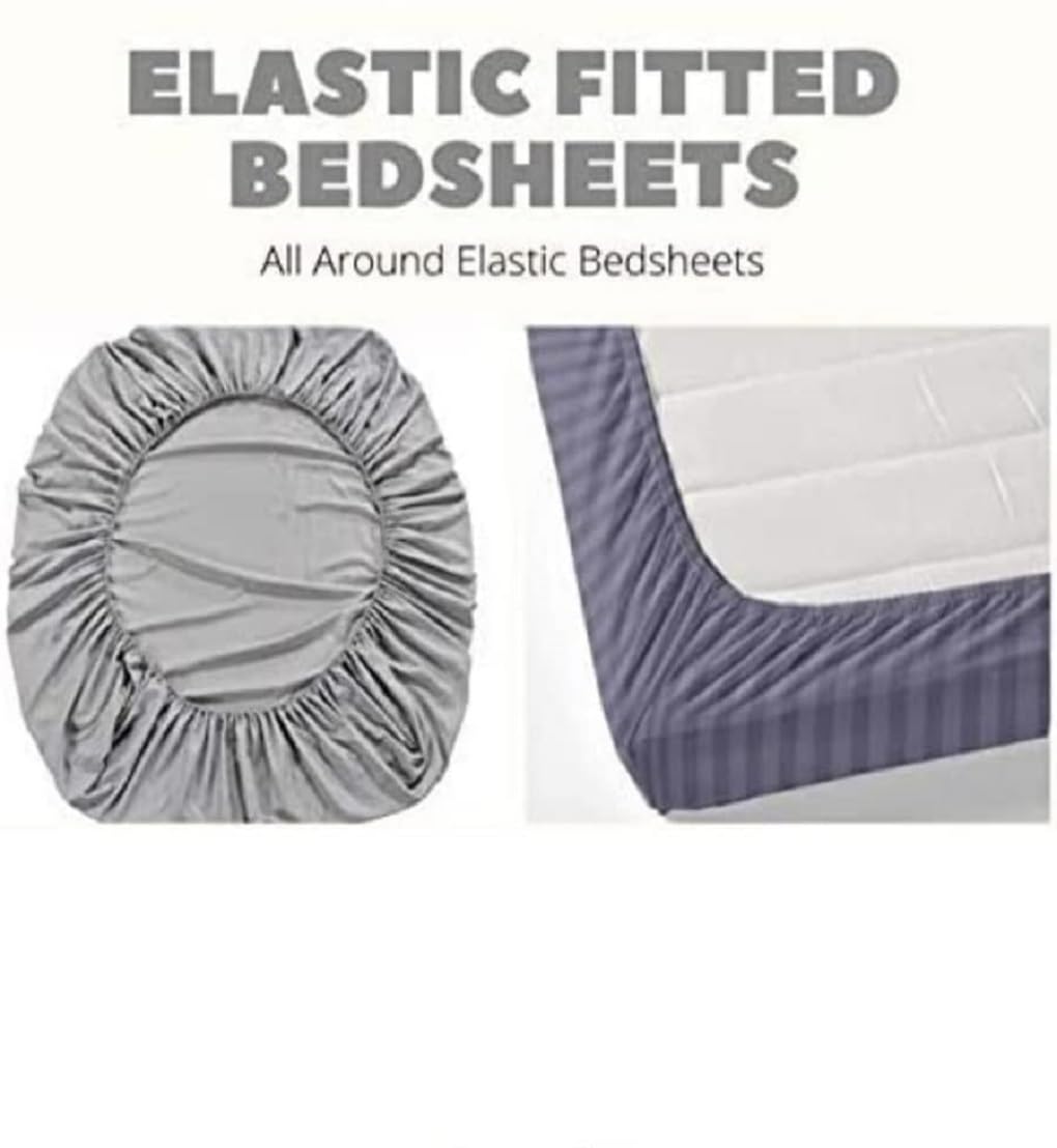 Super Soft Elastic Fitted Glace Cotton Double Bedsheets with 4 Pillow