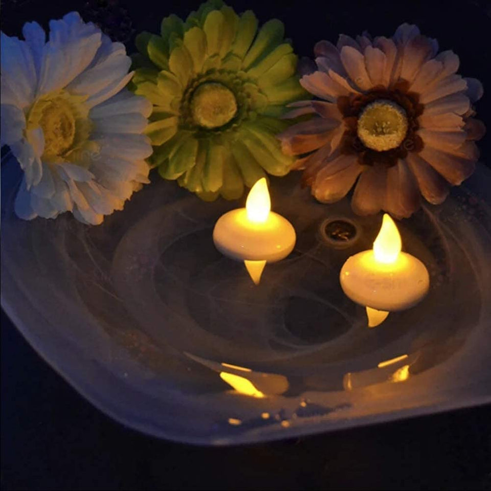 Floating No Electricity Needed Artificial Led Light Diya With Water Sensor Best For Diwali, Party And Christmas Home Decoration,
