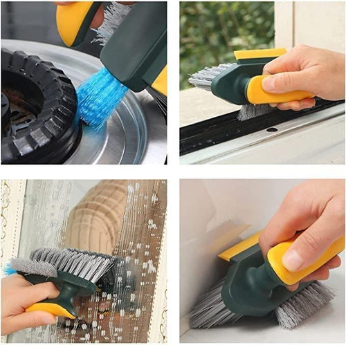 Tile Grout Cleaner Brush with Squeegee, V-Shape Gap Scrubber Multifunctional Scrubbing Floor Brush Cleaning