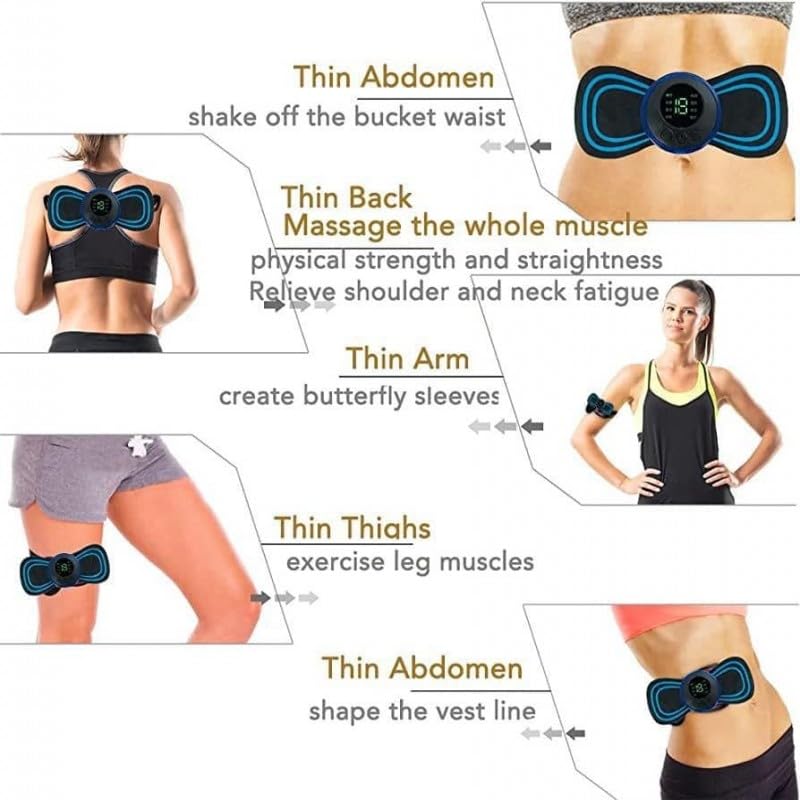 Mini Massager with 8 Modes&19 Strength Levels,Rechargeable Electric Sticker,Cordless ,Portable Body Massage Patch For Men,Women,Shoulder,Arms,Legs,Neck...