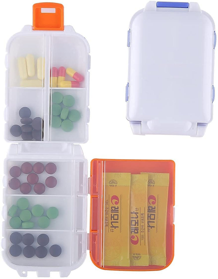 Plastic Pill Medicine Organizer Box, PAQCK OF 2 Medicine Reminder & Storage Box For 8 Days, Pack Of 1, Multicolour