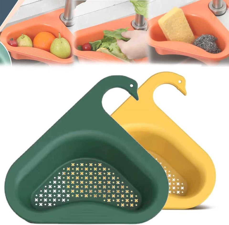 Hanging Filter Drain Rack,Triangle Sink Strainer Free Punch,Sink FilterTriangleKitchen Bathroom Food Strainer Fruit Drainer Basket,for...