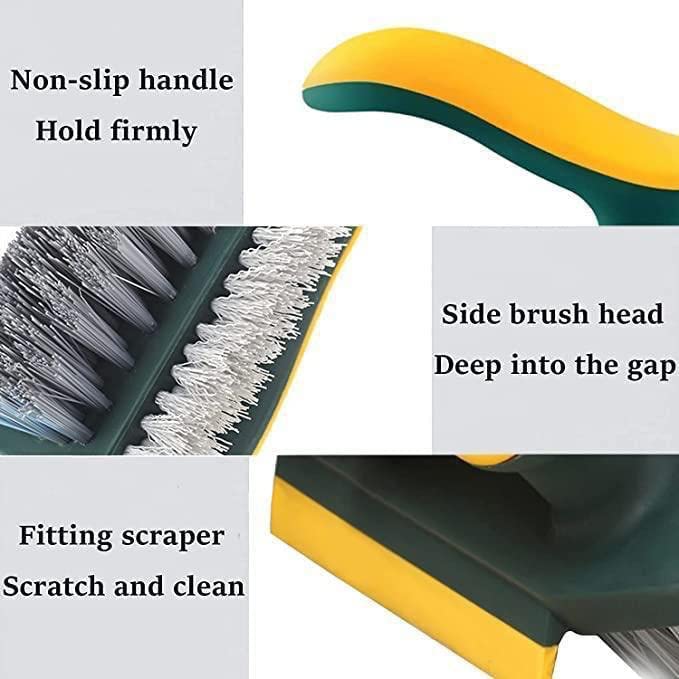 Tile Grout Cleaner Brush with Squeegee, V-Shape Gap Scrubber Multifunctional Scrubbing Floor Brush Cleaning