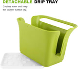 kitchen Sink Organiser (for Dishwasher Liquid, Brush, Cloth, Soap, Sponge), Plastic Drying Rack Sink Basket Self-draining Kitchen Sponge Caddy Organizer