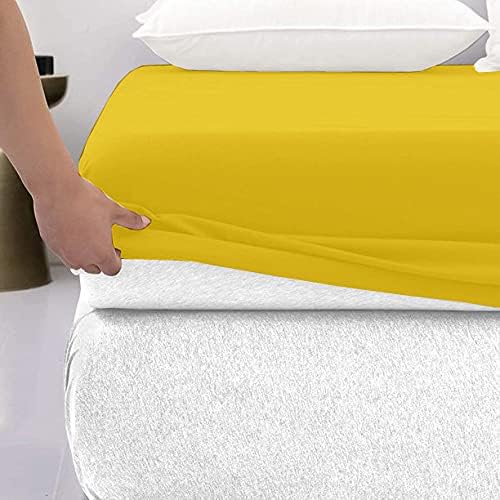 Premium Quality 600-Thread-Count 100% Egyptian Cotton 1 Piece Fitted Sheet with 12" Deep Pocket Cal King Size Damask Solid, Gold