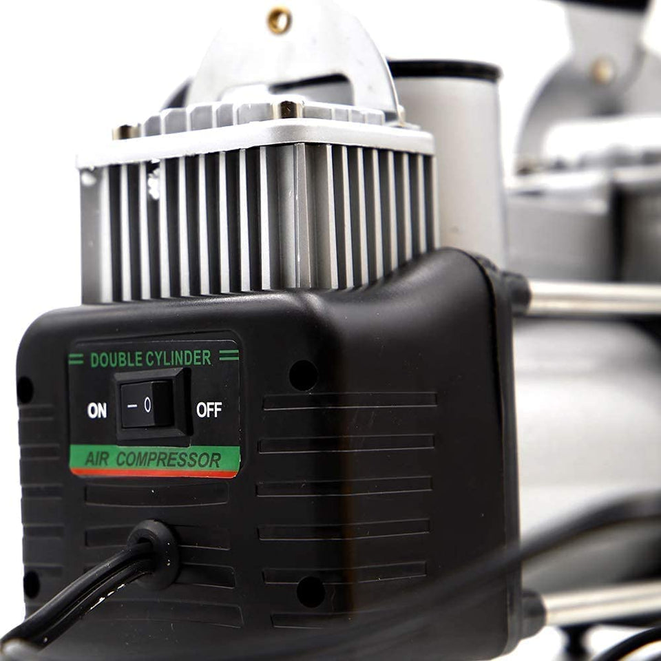 Portable Car Tire Inflator - Fast and Reliable Air Pump for Car Tyres, 12V, Silver, White, Air Compressor pack of 1