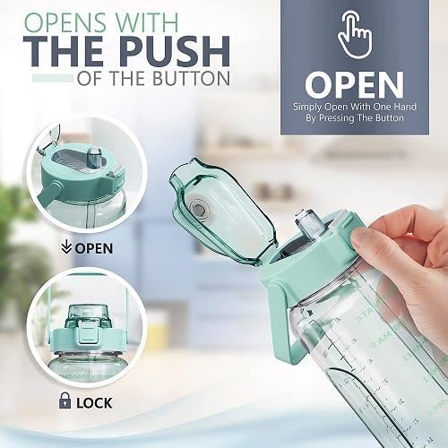 Motivational Water Bottle Set with Time Markers, 2000ml, 900ml, 300ml, Clear, Leak-Proof, for Office, School, Gym, Travel, Set of 3