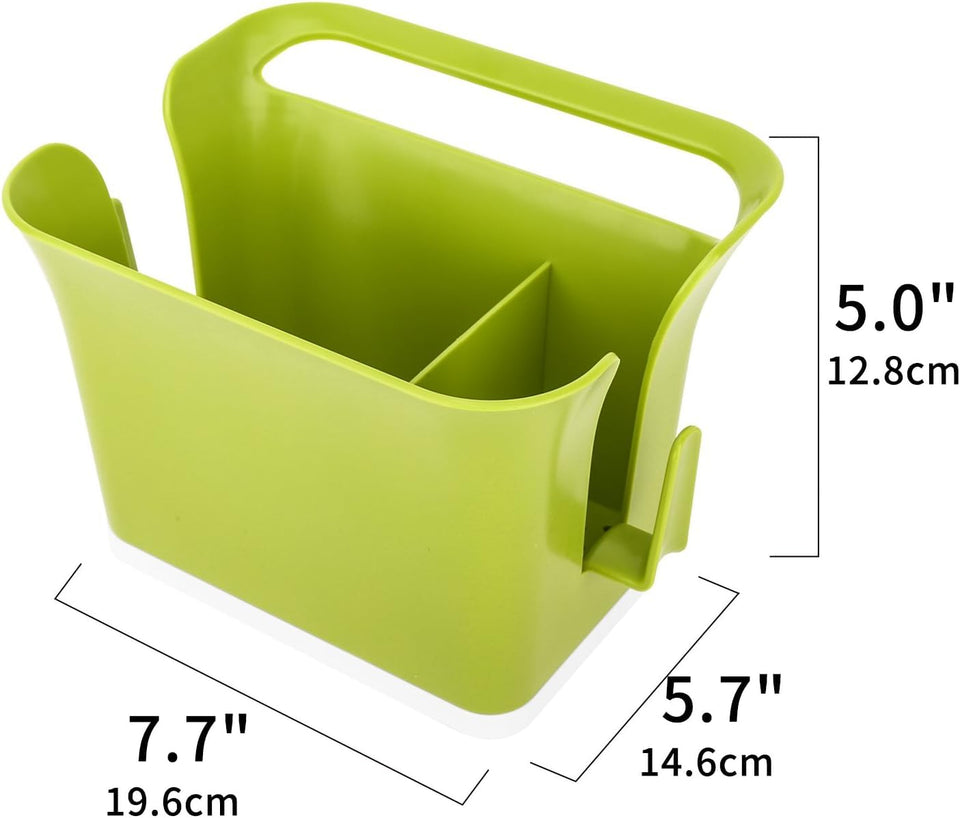 kitchen Sink Organiser (for Dishwasher Liquid, Brush, Cloth, Soap, Sponge), Plastic Drying Rack Sink Basket Self-draining Kitchen Sponge Caddy Organizer
