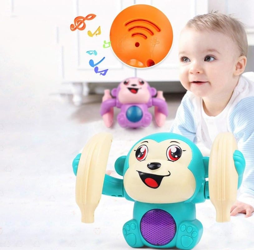 Rolling Banana Monkey Toys with Voice/Touch Sensor On Dancing Monkey Dancing Toy for Kids Rolling Electric for Children Doll Tumble Toy with Sound Light Effects