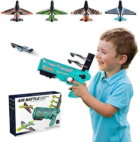 Airplane Launcher Gun Toy with Foam Glider Planes, Outdoor Games for Children, Best Aeroplane Toys Gun for Kids, One-Click Ejection Airplane Game,...