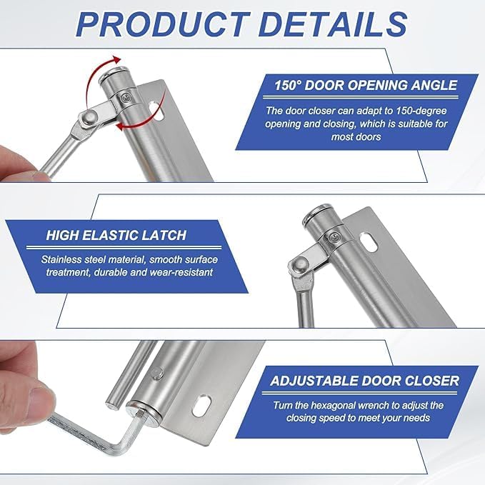 Automatic Door Closer, Adjustable Spring Storm Door Closer