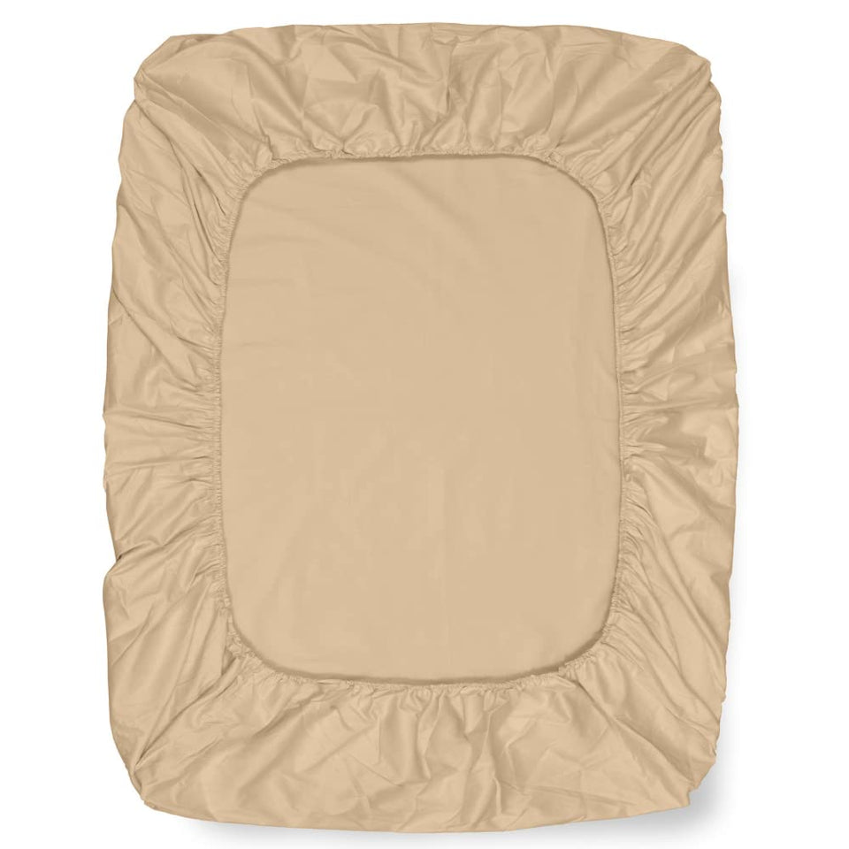 haus & kinder Elastic Fitted Bedsheets King Size with 2 Pillow Covers, 100% Cotton 300 TC, Melange Collection (California King, Glided Beig