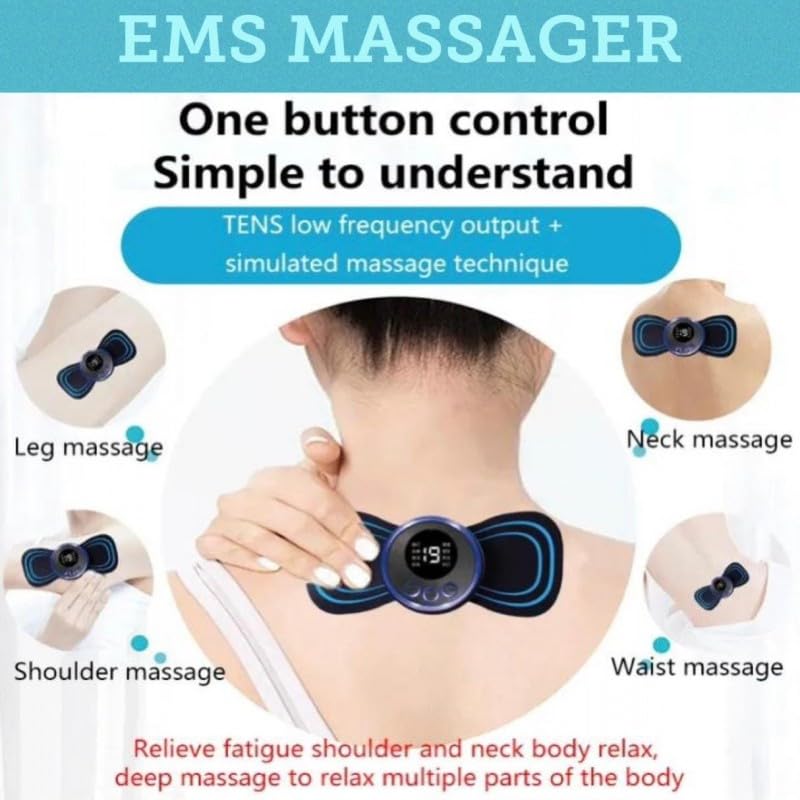 Mini Massager with 8 Modes&19 Strength Levels,Rechargeable Electric Sticker,Cordless ,Portable Body Massage Patch For Men,Women,Shoulder,Arms,Legs,Neck...