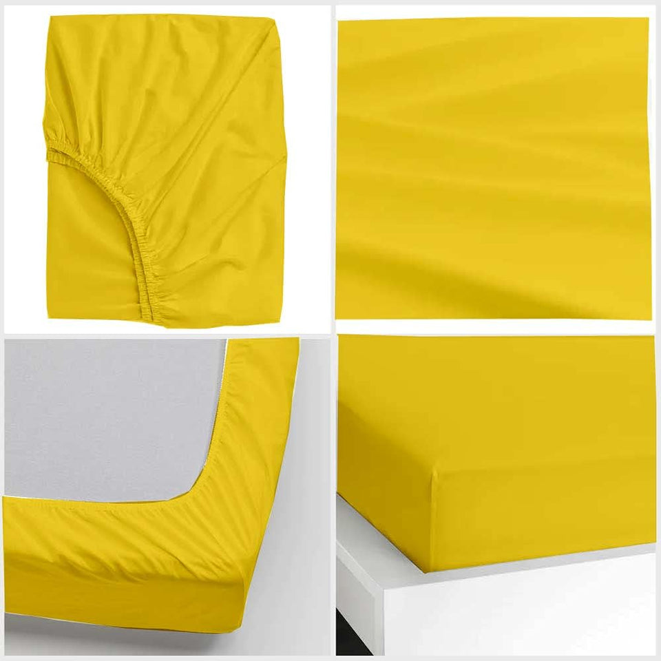 Premium Quality 600-Thread-Count 100% Egyptian Cotton 1 Piece Fitted Sheet with 12" Deep Pocket Cal King Size Damask Solid, Gold