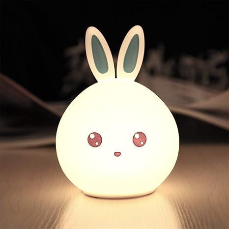 GLOWSERIES Rabbit Lamp - Touch Dimming Bedside Bunny Lamp Kids Night Light, LED, Silicone, Multicolour