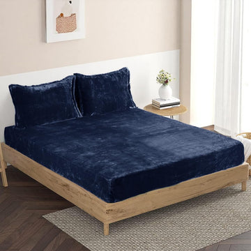 Velvet Warm Winter Solid Flannel Elastic Fitted Bedsheets