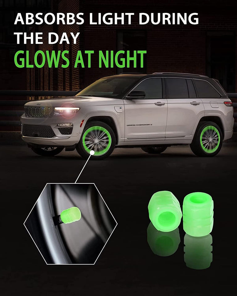 12 PCS Night Glow Wheels Cap Tire Valve Stem for Car, Air Caps Cover Fluorescent, Auto Car Wheel Valve Stem Caps Cover for Car, Bike,Bicycle, Truck,.