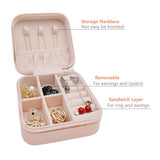 Organiser PU Leather Zipper Portable Storage Box Case with Dividers Mini Jewelry Organizer Box for Women Travel Ring,