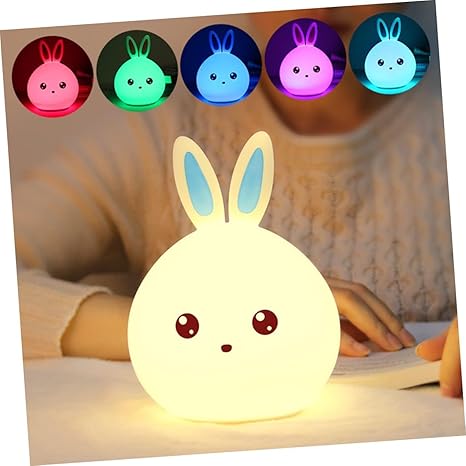 GLOWSERIES Rabbit Lamp - Touch Dimming Bedside Bunny Lamp Kids Night Light, LED, Silicone, Multicolour