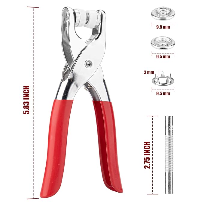 Clatoon 200 Sets Metal Snaps Buttons with Fastener Pliers Press Tool Kit