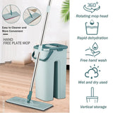 Easy Flat Mop Stick Rod with Bucket Set in Offer for Wet & Dry Use, Best 360 Degree Spin Magic Floor Cleaning for Home + Office and 2...