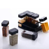 Masala Box 8 Pcs Set, Airtight Jar Spice Box, Spice Container with Tray, Square Spice Jar, Food-Grade Plastic, Multipurpose Seasonings Set, Idle for... Size:8 Pcs Set