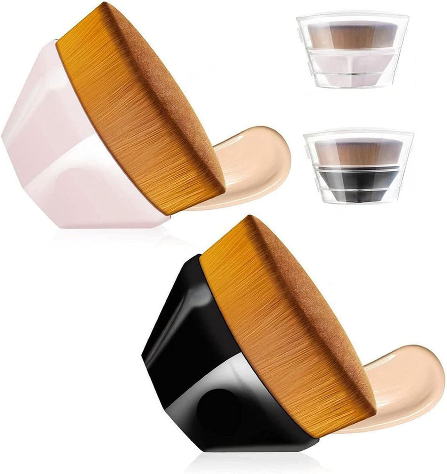 pincéis de maquiagem de base para misturar creme líquido impecável blush facial com capa protetora (pincel Kabuki hexagonal rosa e preto)