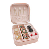Organiser PU Leather Zipper Portable Storage Box Case with Dividers Mini Jewelry Organizer Box for Women Travel Ring,