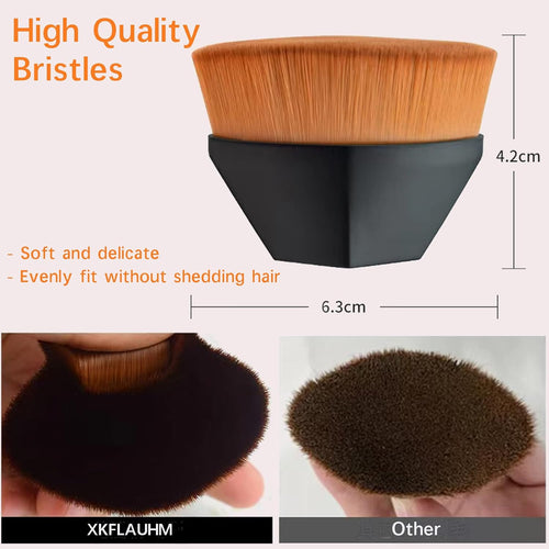 pincéis de maquiagem de base para misturar creme líquido impecável blush facial com capa protetora (pincel Kabuki hexagonal rosa e preto)