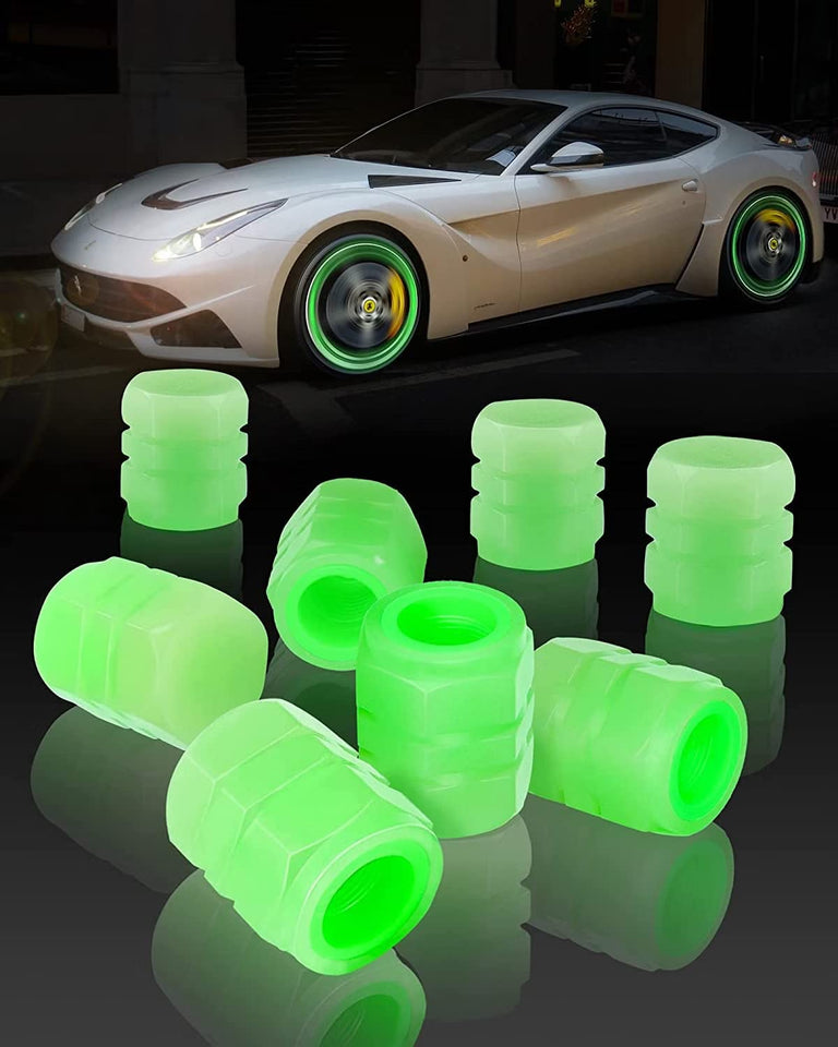 12 PCS Night Glow Wheels Cap Tire Valve Stem for Car, Air Caps Cover Fluorescent, Auto Car Wheel Valve Stem Caps Cover for Car, Bike,Bicycle, Truck,.