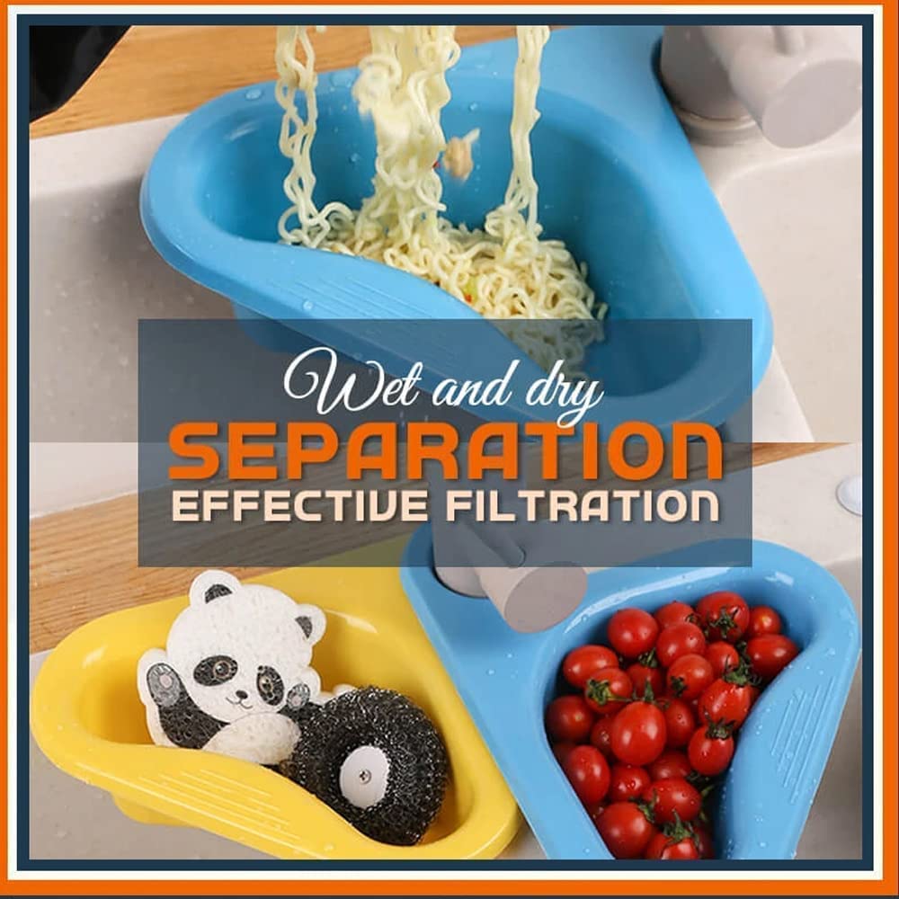 Hanging Filter Drain Rack,Triangle Sink Strainer Free Punch,Sink FilterTriangleKitchen Bathroom Food Strainer Fruit Drainer Basket,for...