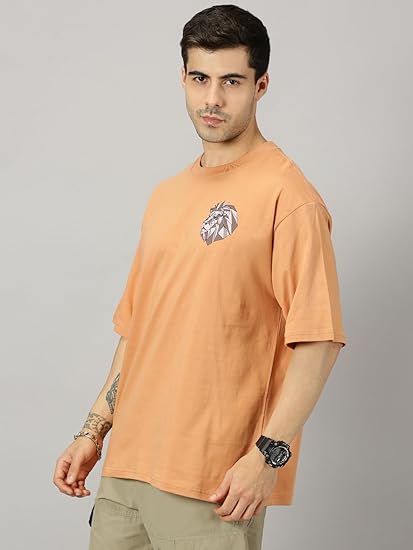 HOLLANDER Mens Half Sleeve Cotton Oversized Fit Printed T-Shirt