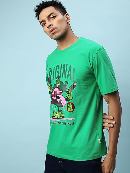 Oversize Loose Baggy Fit Round Neck Half Sleeve Graphic Printed Multicolor T-Shirt Combo (Pack of 2)