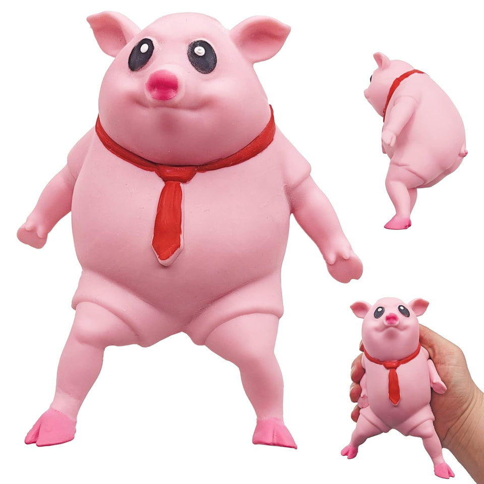 Novelty Cute Squishy Toy Pink Pig Gifts for Kids Adults, Decompress and Stress Stretch Animal Anxiety Relief Autism Disorders, Funny Pig Man...