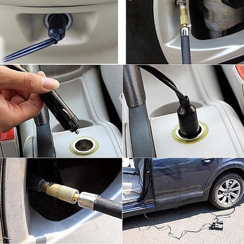 Portable Car Tire Inflator - Fast and Reliable Air Pump for Car Tyres, 12V, Silver, White, Air Compressor pack of 1