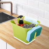 kitchen Sink Organiser (for Dishwasher Liquid, Brush, Cloth, Soap, Sponge), Plastic Drying Rack Sink Basket Self-draining Kitchen Sponge Caddy Organizer