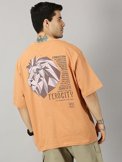 HOLLANDER Mens Half Sleeve Cotton Oversized Fit Printed T-Shirt