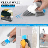 Tile Grout Cleaner Brush with Squeegee, V-Shape Gap Scrubber Multifunctional Scrubbing Floor Brush Cleaning