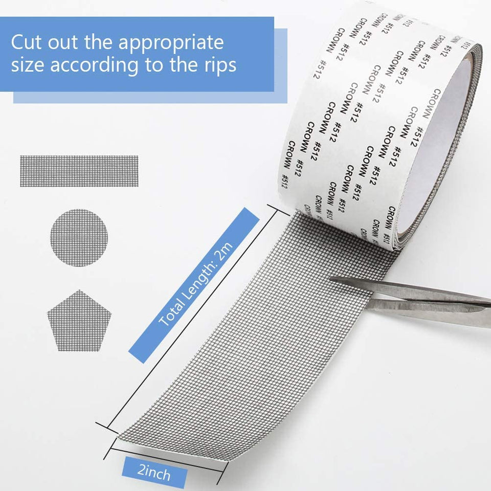 Mosquito Net Repair Tape - Self-Adhesive Grey, 2M x 50MM (Pack of 1),