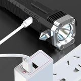 2IN1 Super Bright LED Torch Flashlight+USB Hammer Tactical Camping Outdoor Lamp